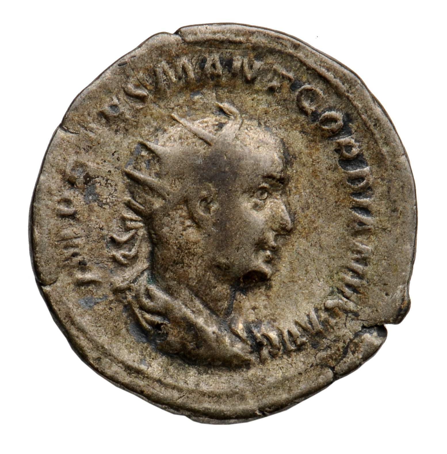RIC IV Gordian III 4 Gordian III obverse, Bust of Gordian III, radiate, draped, cuirassed, right