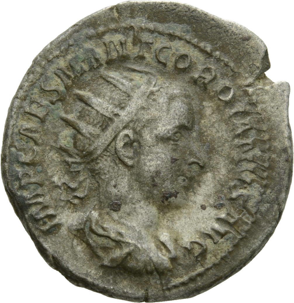 RIC IV Gordian III 5 Gordian III obverse, Bust of Gordian III, radiate, draped, cuirassed, right