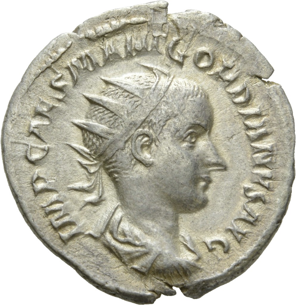 RIC IV Gordian III 5 Gordian III obverse, Bust of Gordian III, radiate, draped, cuirassed, right