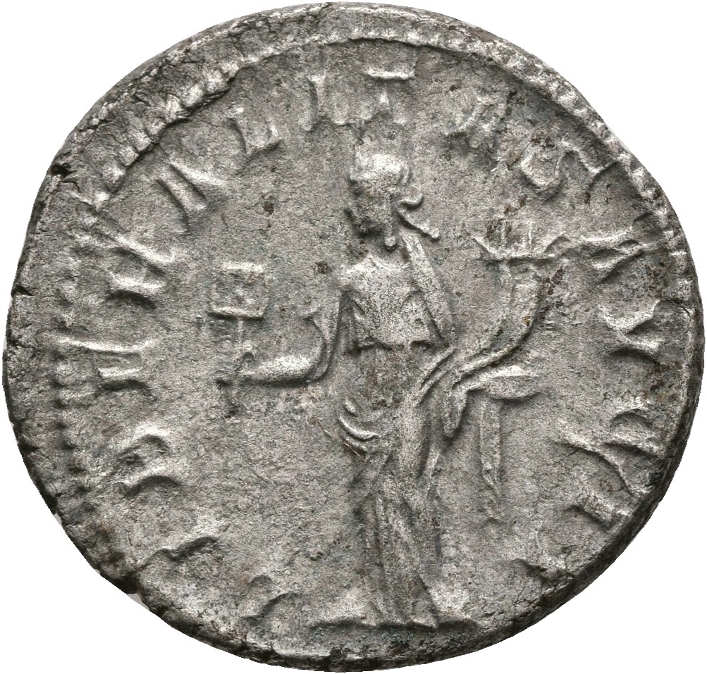 RIC IV Gordian III 53 Gordian III reverse, Liberalitas, draped, standing front, head left, holding abacus in right hand an...
