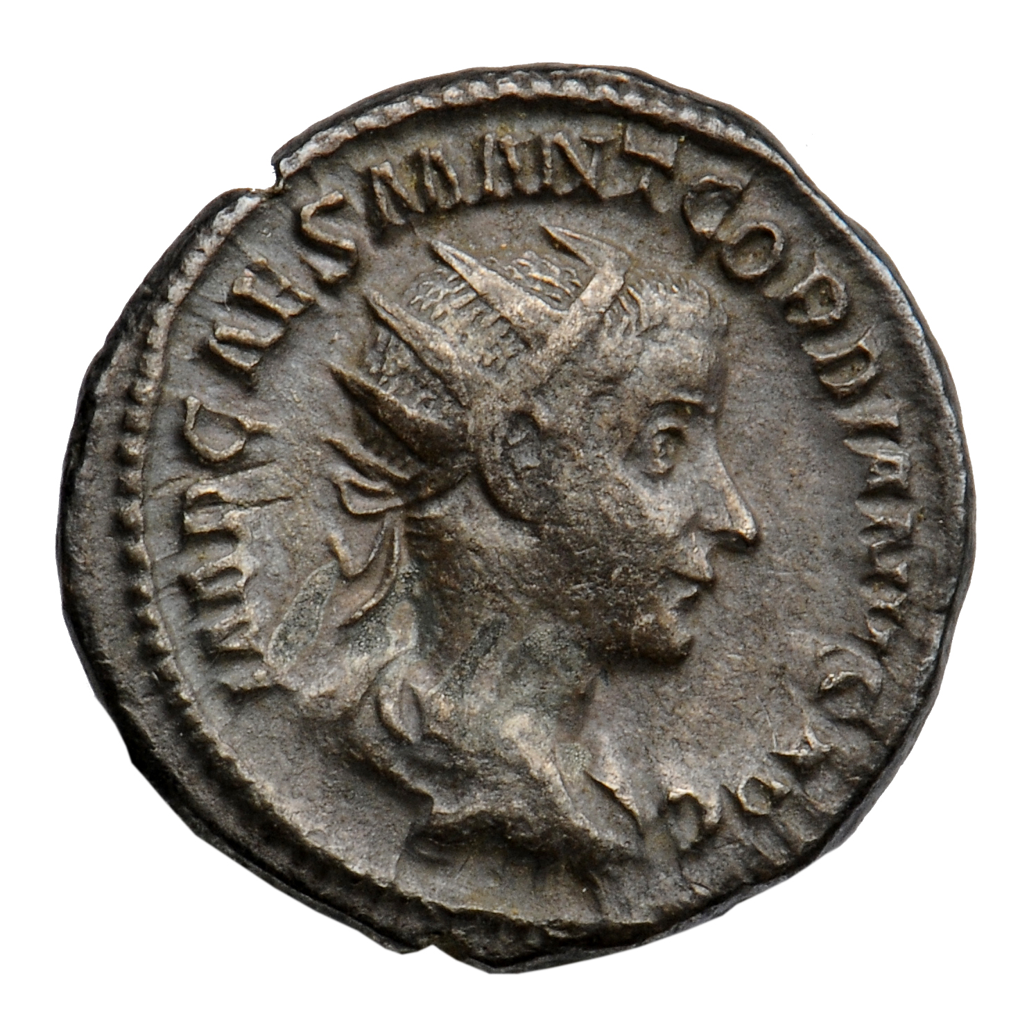 RIC IV Gordian III 6 Gordian III obverse, Bust of Gordian III, radiate, draped, cuirassed, right