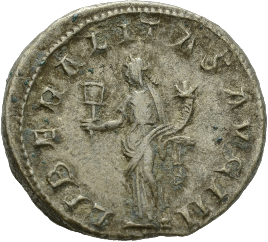RIC IV Gordian III 67 Gordian III reverse, Liberalitas, draped, standing front, head left, holding abacus in right hand an...