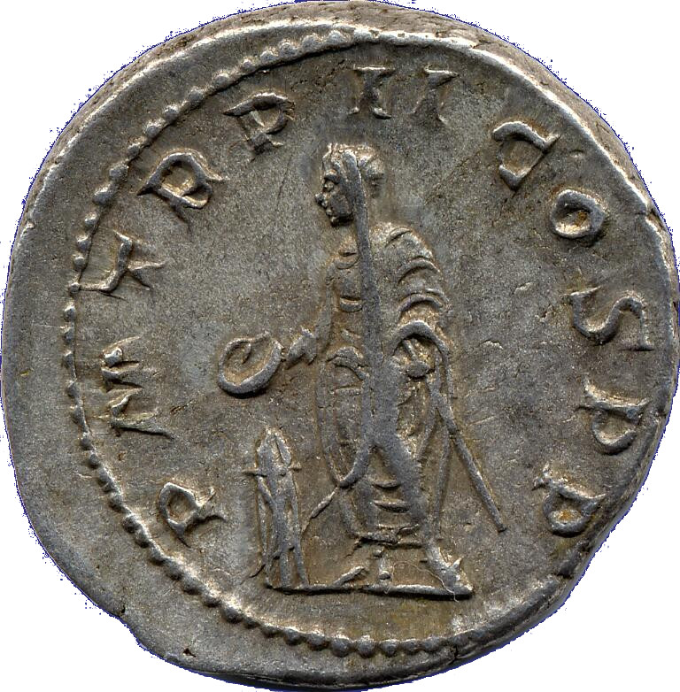 RIC IV Gordian III 68 Gordian III reverse, Gordian III, veiled, togate, standing front, head left, sacrificing out of pate...