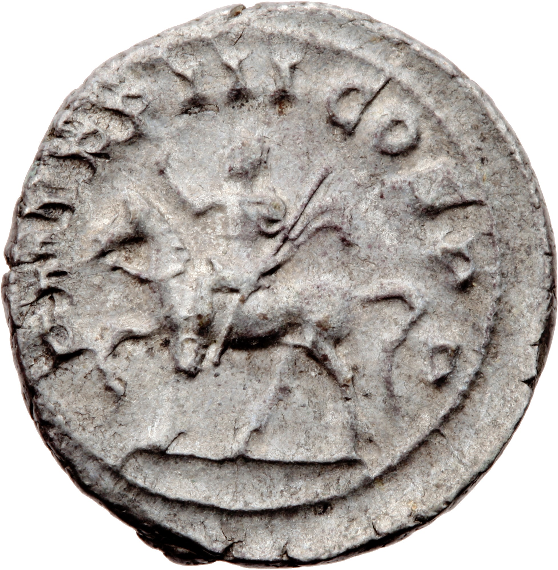 RIC IV Gordian III 81 Gordian III reverse, Gordian III, in military attire, with cloak flying behind, on horse prancing le...