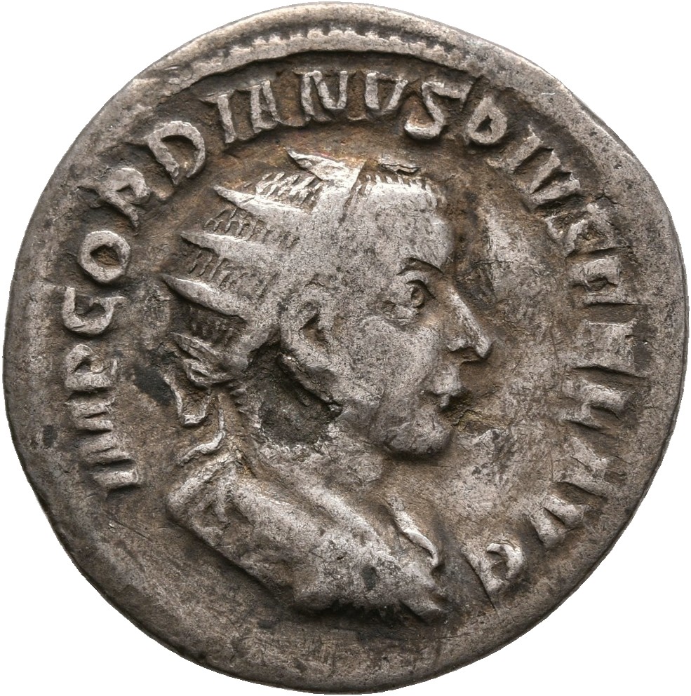 RIC IV Gordian III 85 Gordian III obverse, Bust of Gordian III, radiate, draped, cuirassed, right