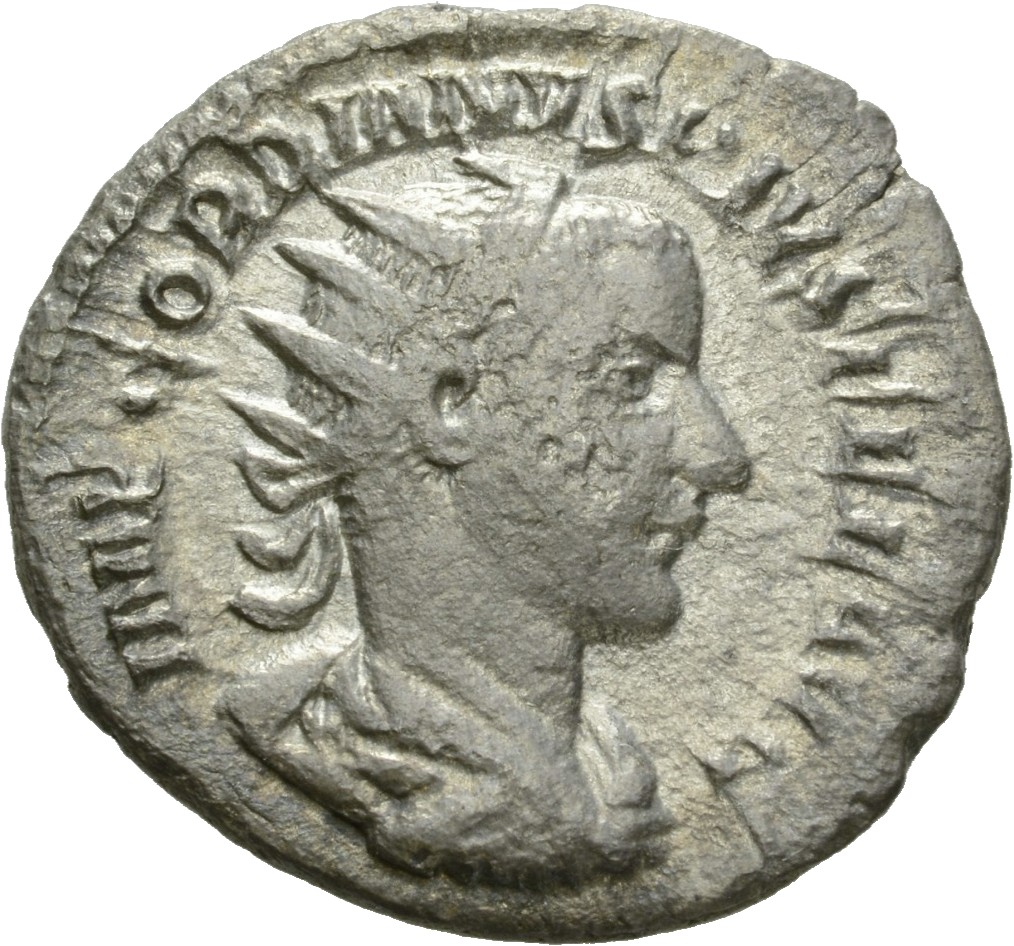 RIC IV Gordian III 86 Gordian III obverse, Bust of Gordian III, radiate, draped, cuirassed, right