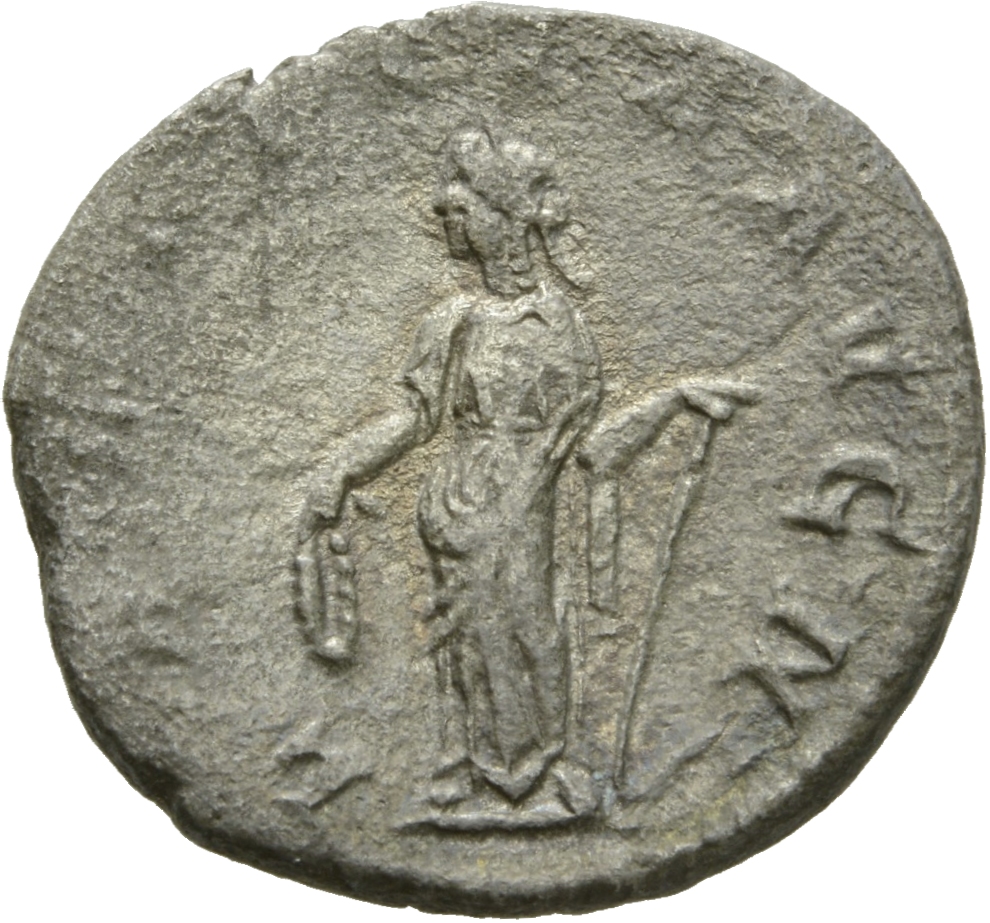RIC IV Gordian III 86 Gordian III reverse, Laetitia, draped, standing left, holding wreath in extended right hand and anch...