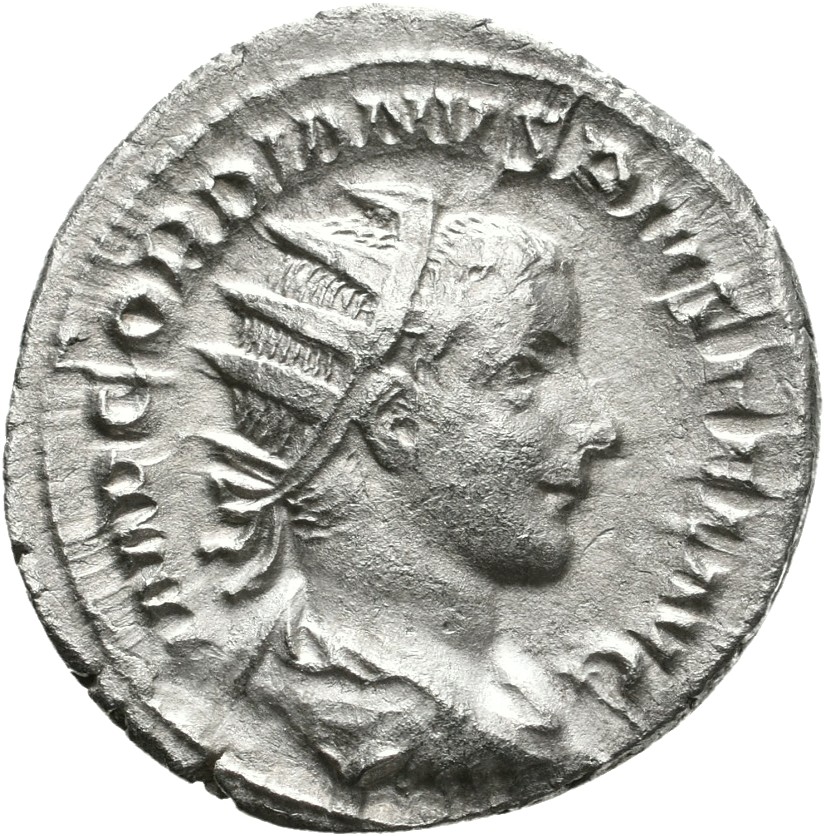 RIC IV Gordian III 86 Gordian III obverse, Bust of Gordian III, radiate, draped, cuirassed, right