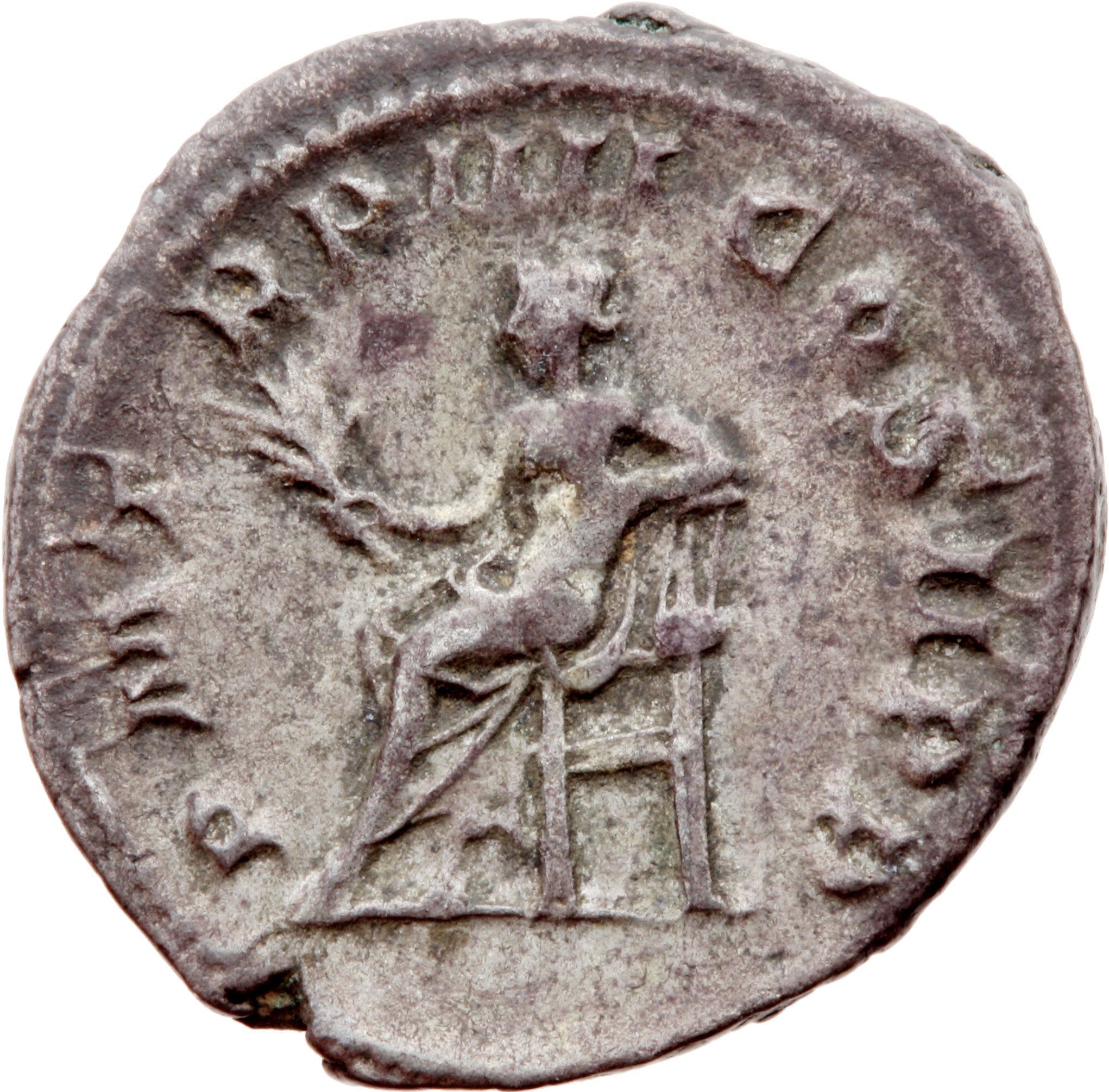 RIC IV Gordian III 88 Gordian III reverse, Apollo, nude to waist, seated left, holding branch in extended right hand and r...
