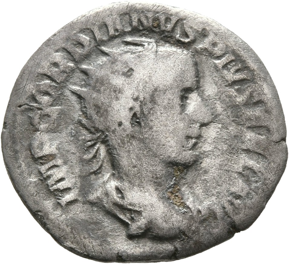 RIC IV Gordian III 92 Gordian III obverse, Bust of Gordian III, radiate, draped, cuirassed, right