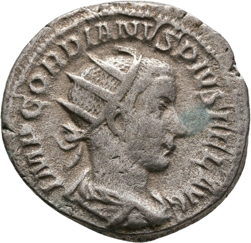 RIC IV Gordian III 92 Gordian III obverse, Bust of Gordian III, radiate, draped, cuirassed, right