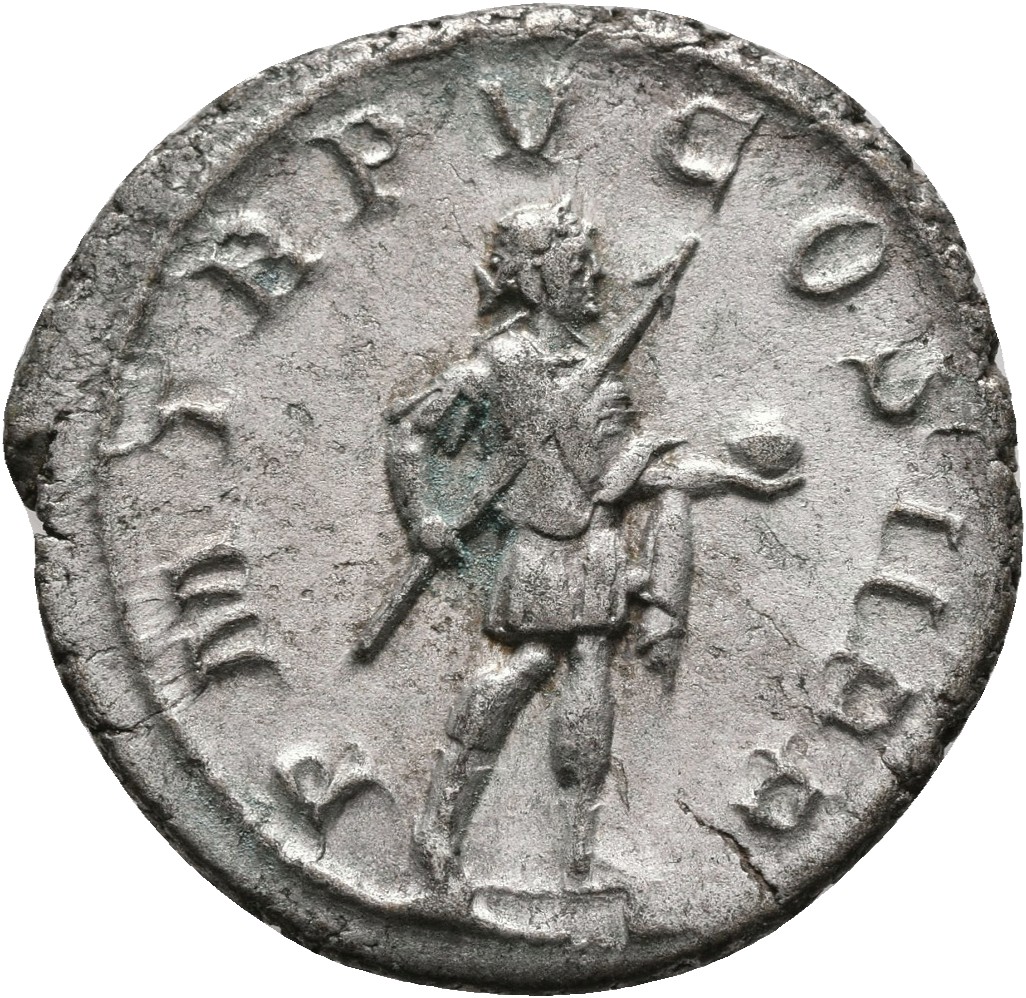 RIC IV Gordian III 93 Gordian III reverse, Gordian III, in military attire, standing right, holding transverse spear in ri...