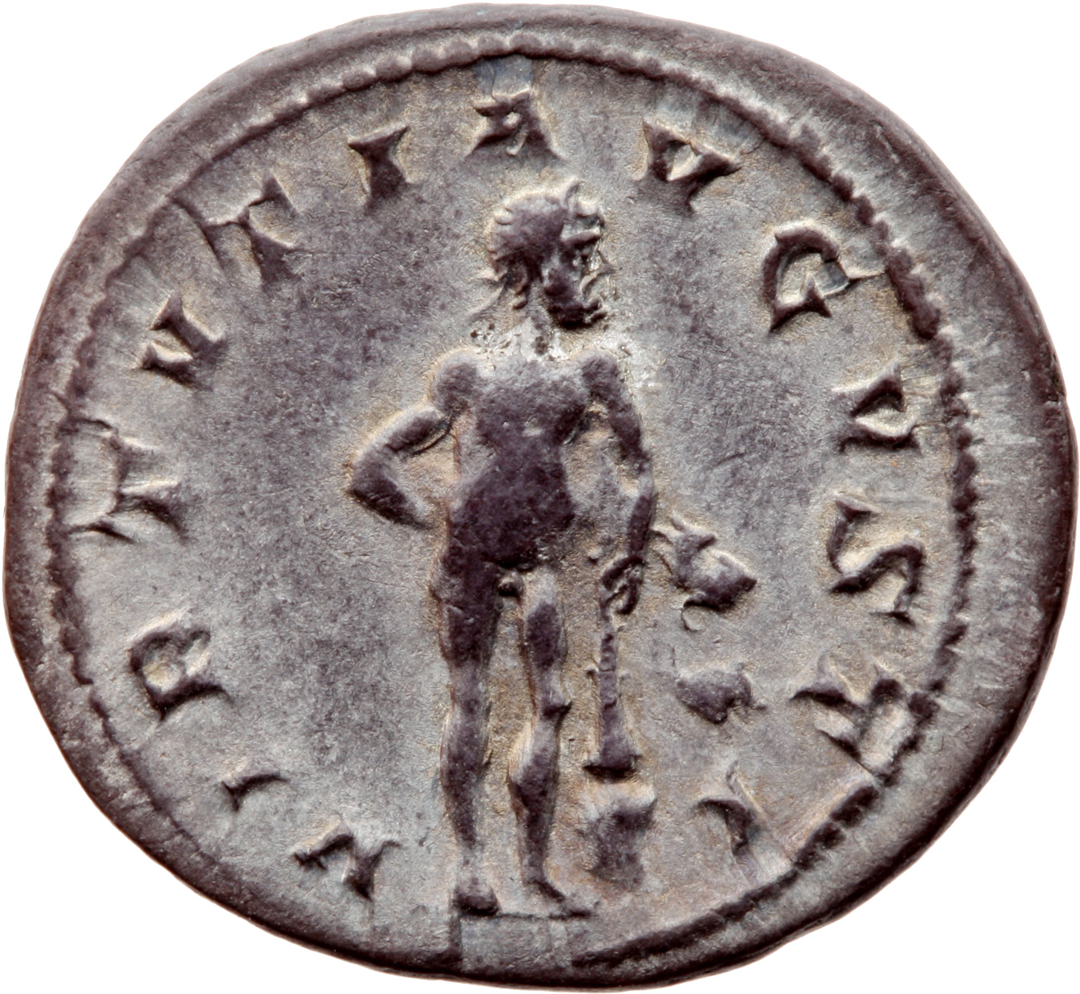 RIC IV Gordian III 95 Gordian III reverse, Hercules, nude, standing right, resting right hand on hip and resting left hand...