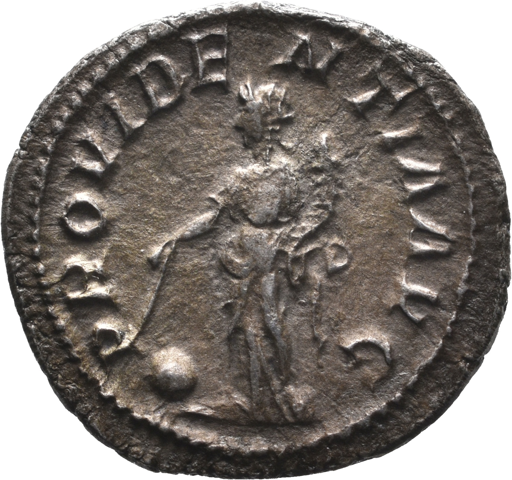 RIC IV Maximinus Thrax 13 (denarius) Maximinus Thrax reverse, Providentia, draped, standing left, holding wand in right ha...