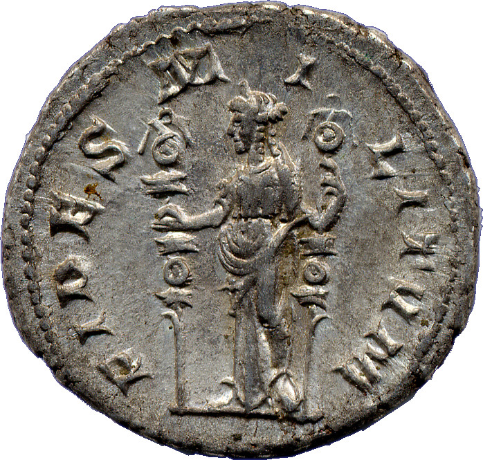 RIC IV Maximinus Thrax 18A Maximinus Thrax reverse — Fides, draped, standing front, head left, holding military standard i...