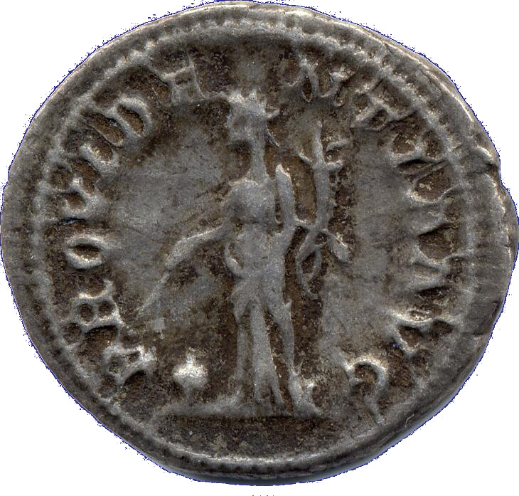 RIC IV Maximinus Thrax 20 Maximinus Thrax reverse — Providentia, draped, standing left, holding wand in right hand over gl...