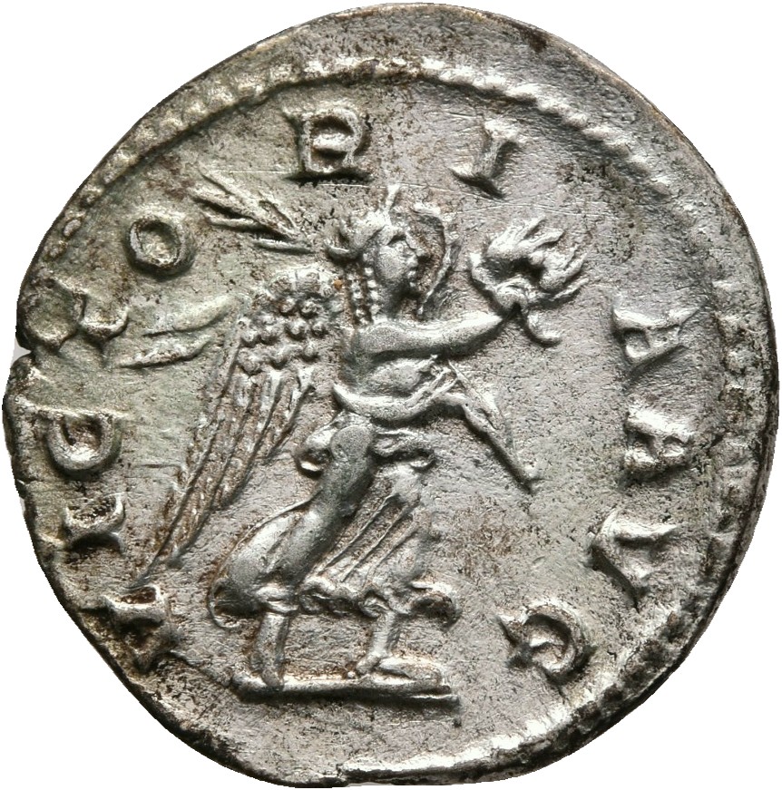 RIC IV Maximinus Thrax 22 Maximinus Thrax reverse, Victory, winged, draped, advancing right, holding wreath in extended ri...
