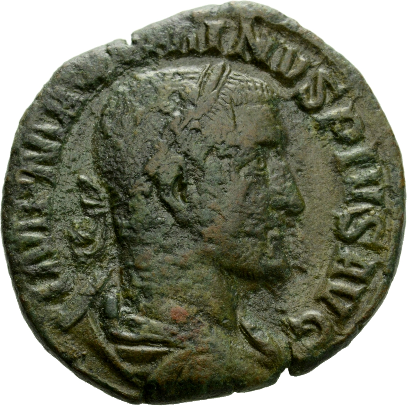 RIC IV Maximinus Thrax 27 Maximinus Thrax obverse, Bust of Maximinus I, laureate, draped, cuirassed, right