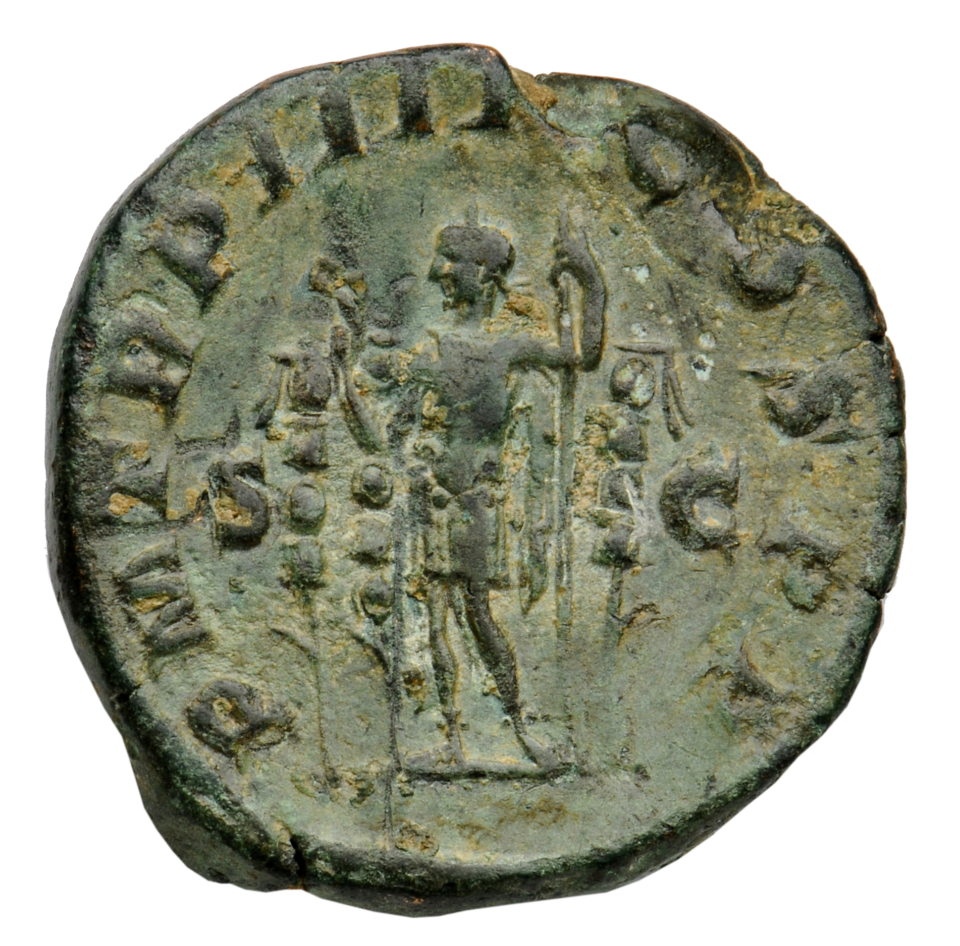RIC IV Maximinus Thrax 40 Maximinus Thrax reverse, Maximinus Thrax, in military attire, standing left, raising right hand ...