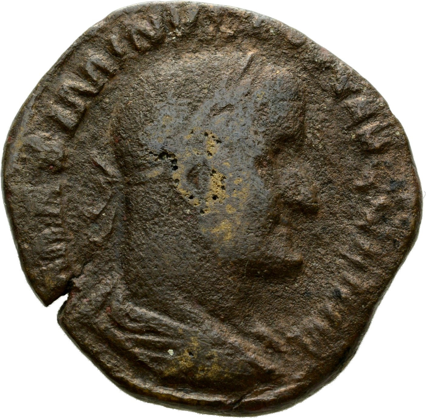 RIC IV Maximinus Thrax 43 Maximinus Thrax obverse, Bust of Maximinus I, laureate, draped, cuirassed, right