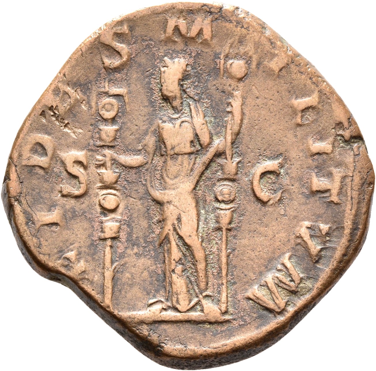 RIC IV Maximinus Thrax 43 Maximinus Thrax reverse — Fides, draped, standing front, head left, holding military standard in...