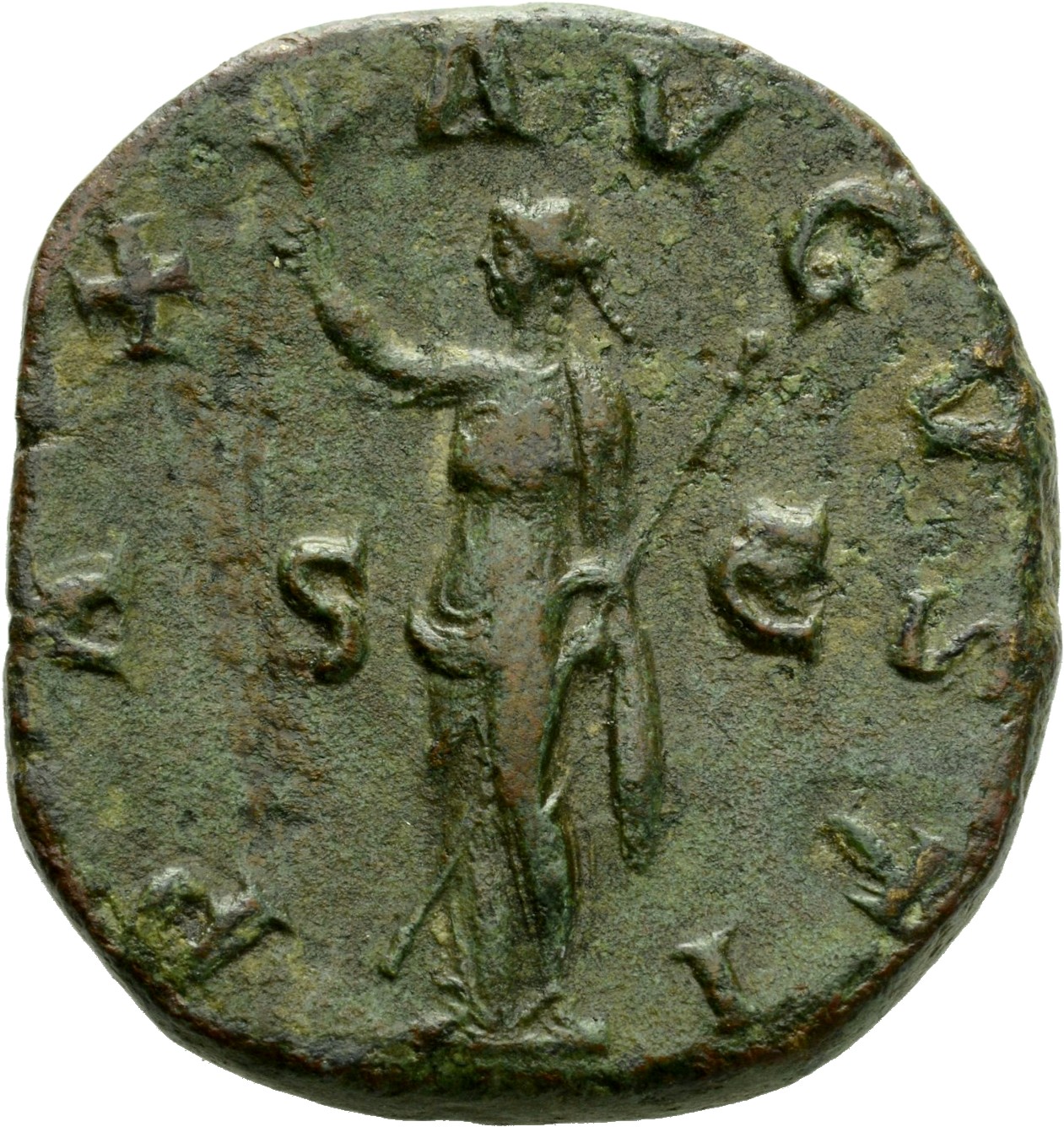 RIC IV Maximinus Thrax 58 Maximinus Thrax reverse, Pax, draped, standing left, holding branch in extended right hand and t...