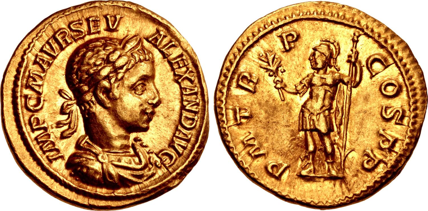 RIC IV Maximinus Thrax 6 Maximinus Thrax reverse, Maximinus Thrax, in military attire, standing left between two standard,...