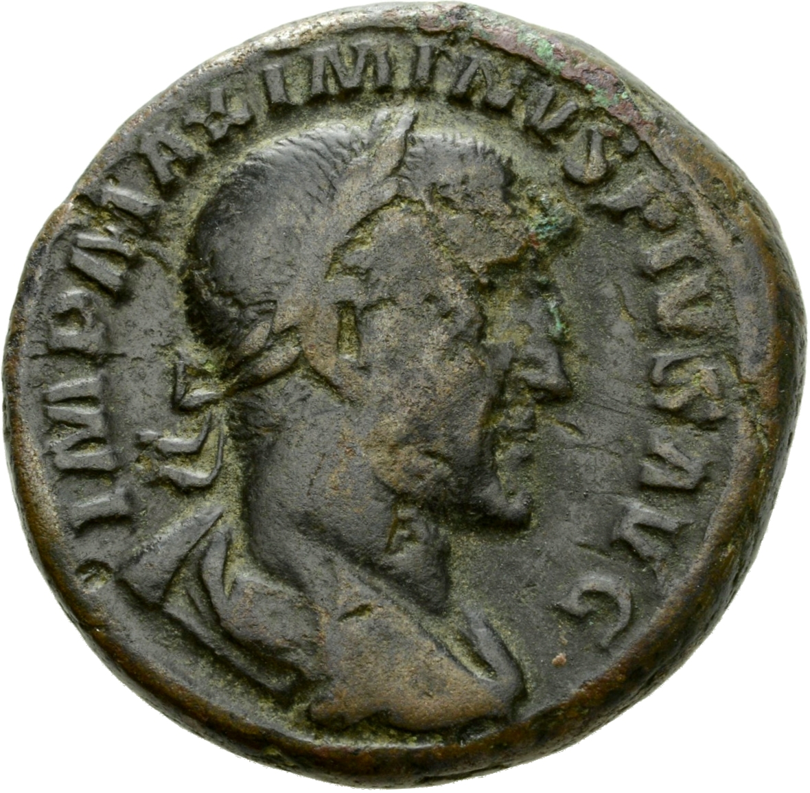 RIC IV Maximinus Thrax 60 Maximinus Thrax obverse, Bust of Maximinus I, laureate, draped, cuirassed, right