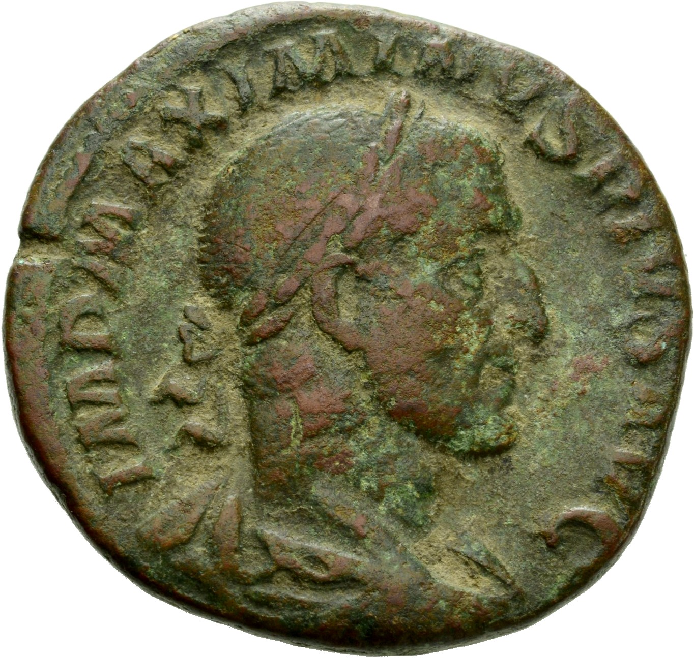 RIC IV Maximinus Thrax 61 Maximinus Thrax obverse, Bust of Maximinus I, laureate, draped, cuirassed, right