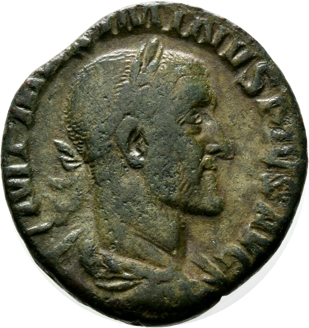 RIC IV Maximinus Thrax 67 Maximinus Thrax obverse — Bust of Maximinus I, laureate, draped, cuirassed, right