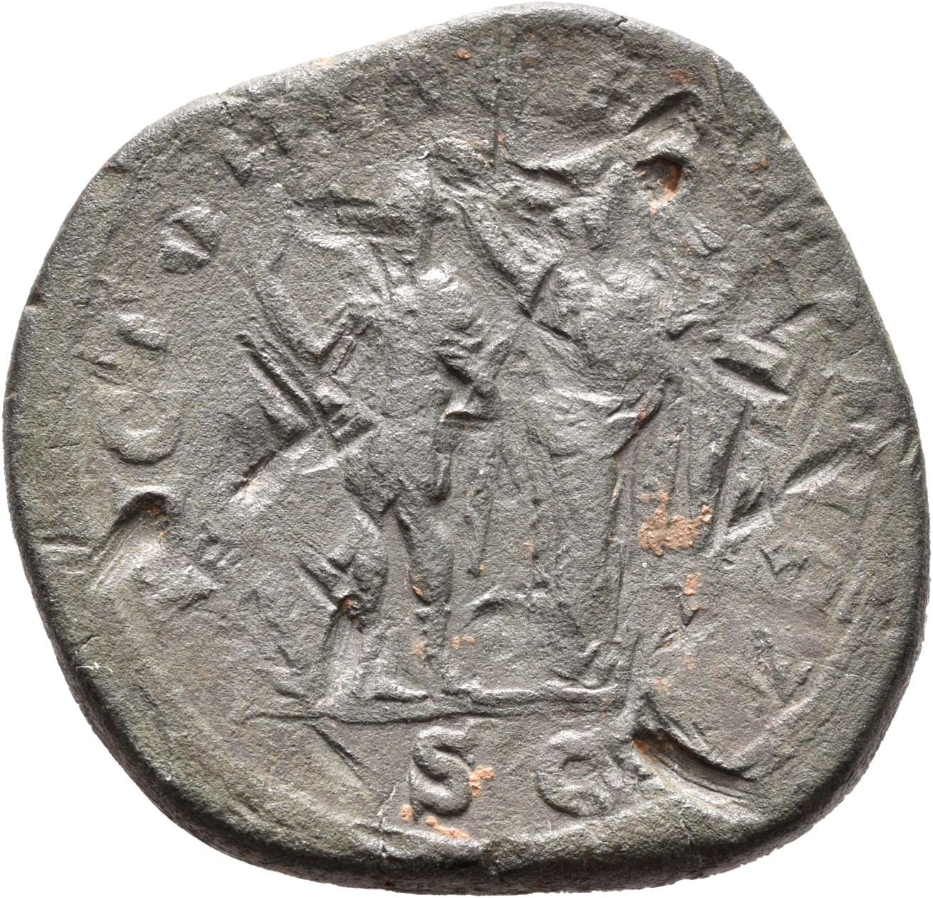 RIC IV Maximinus Thrax 70 Maximinus Thrax reverse, Maximinus Thrax, in military attire (?), standing left, raising right h...