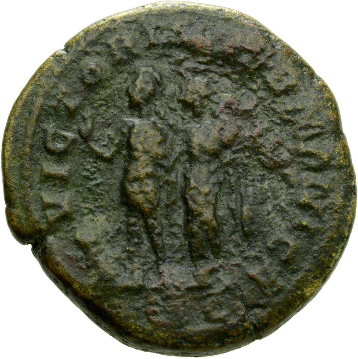 RIC IV Maximinus Thrax 71 Maximinus Thrax reverse, Maximinus Thrax, in military attire (?), standing left, raising right h...