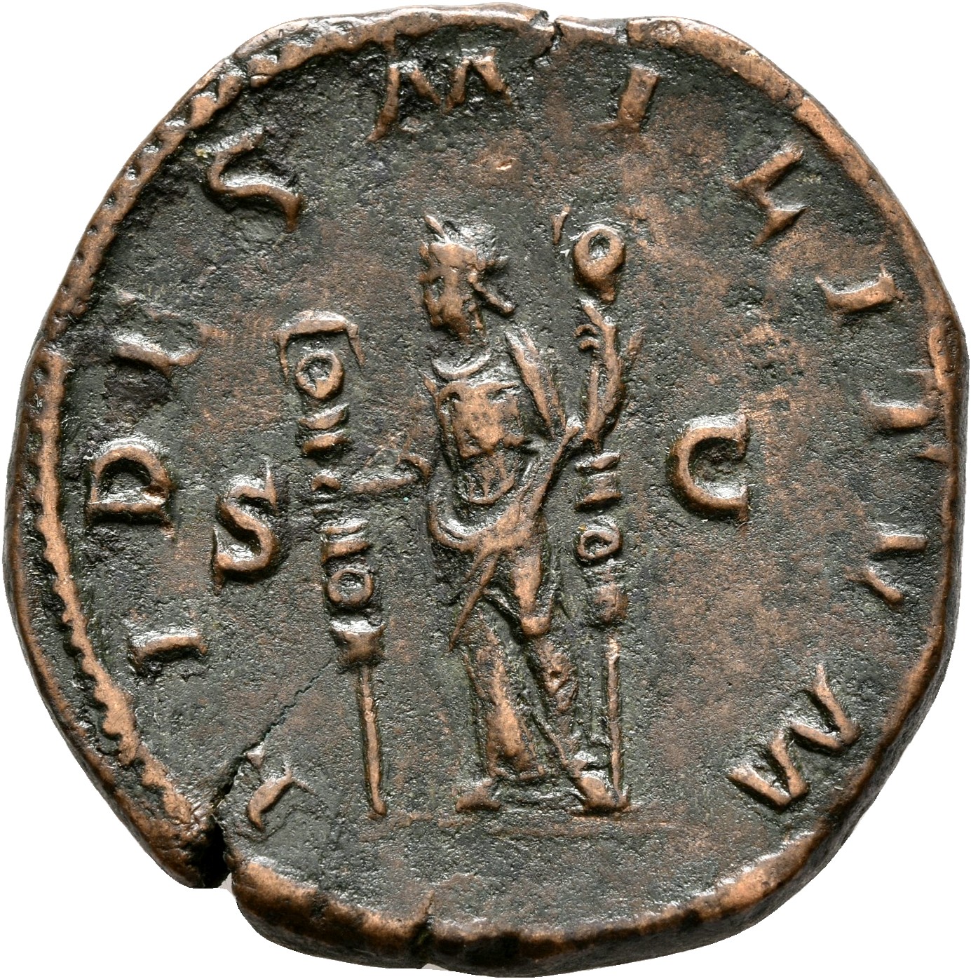 RIC IV Maximinus Thrax 78 Maximinus Thrax reverse — Fides, draped, standing front, head left, holding military standard in...