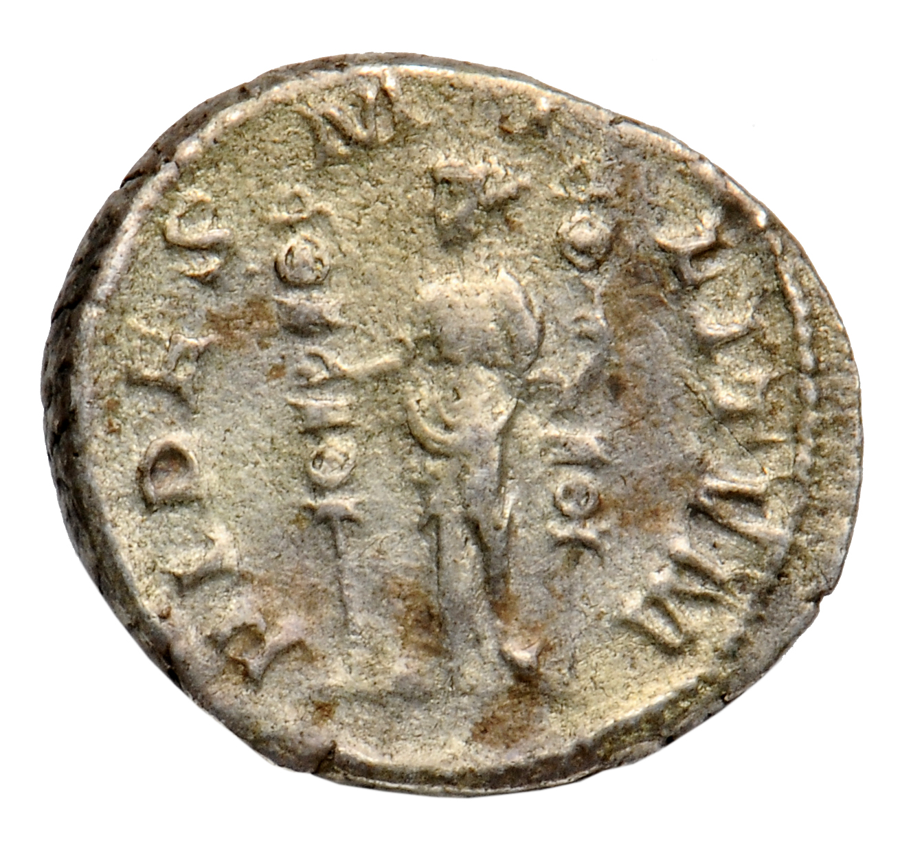 RIC IV Maximinus Thrax 7A (denarius) Maximinus Thrax reverse, Fides, draped, standing front, head left, holding military s...