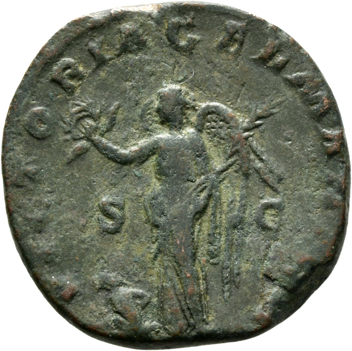 RIC IV Maximinus Thrax 90 Maximinus Thrax reverse, Victory, winged, draped, standing left, holding wreath in extended righ...