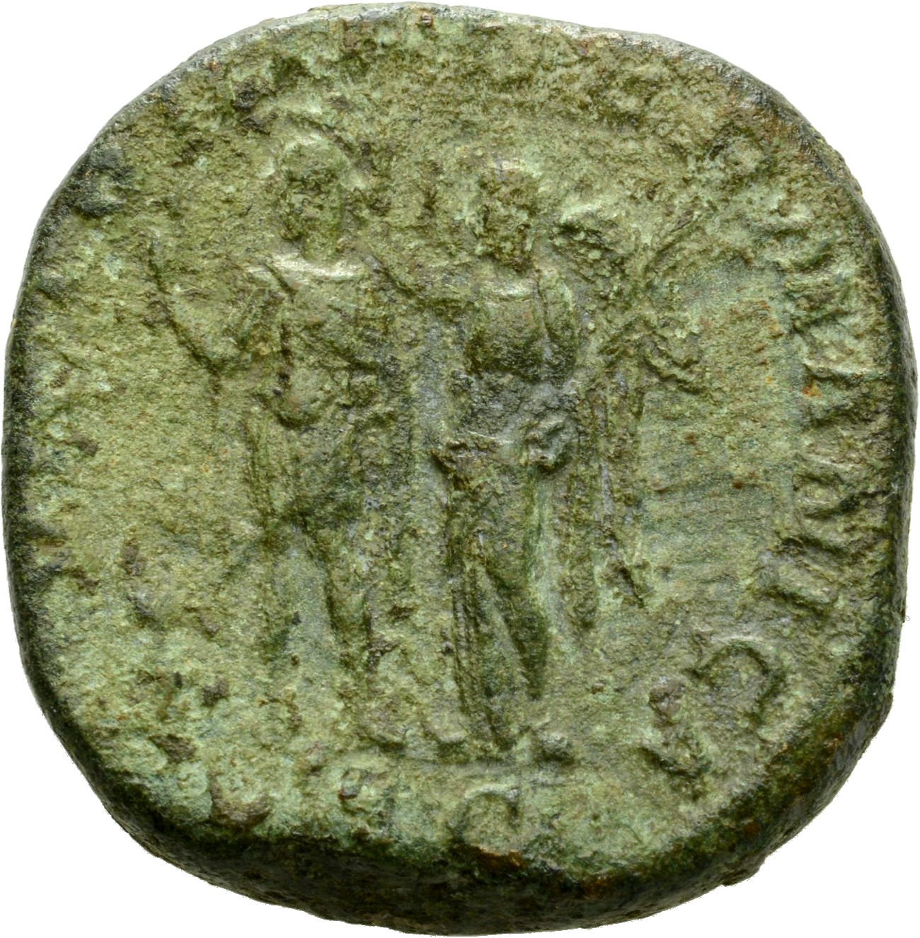 RIC IV Maximinus Thrax 93 Maximinus Thrax reverse, Maximinus Thrax, in military attire (?), standing left, raising right h...