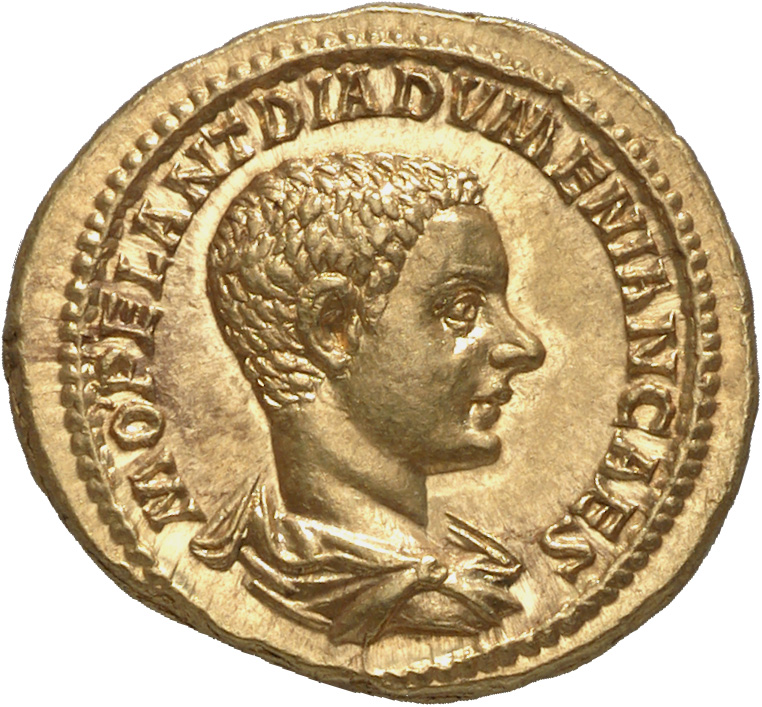 RIC IV Macrinus 101 Diadumenian obverse, Bust of Diadumenian, bare-headed, draped, cuirassed, right