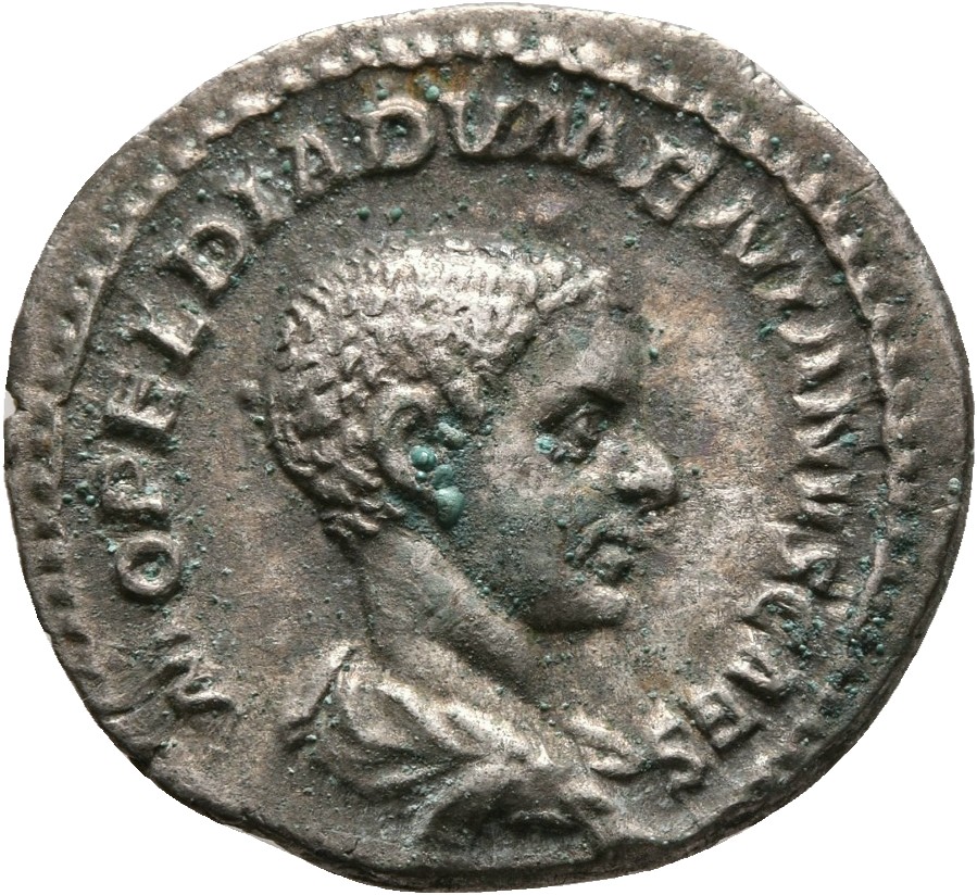 RIC IV Macrinus 107Aa Diadumenian obverse, Bust of Diadumenian, bare-headed, draped, right