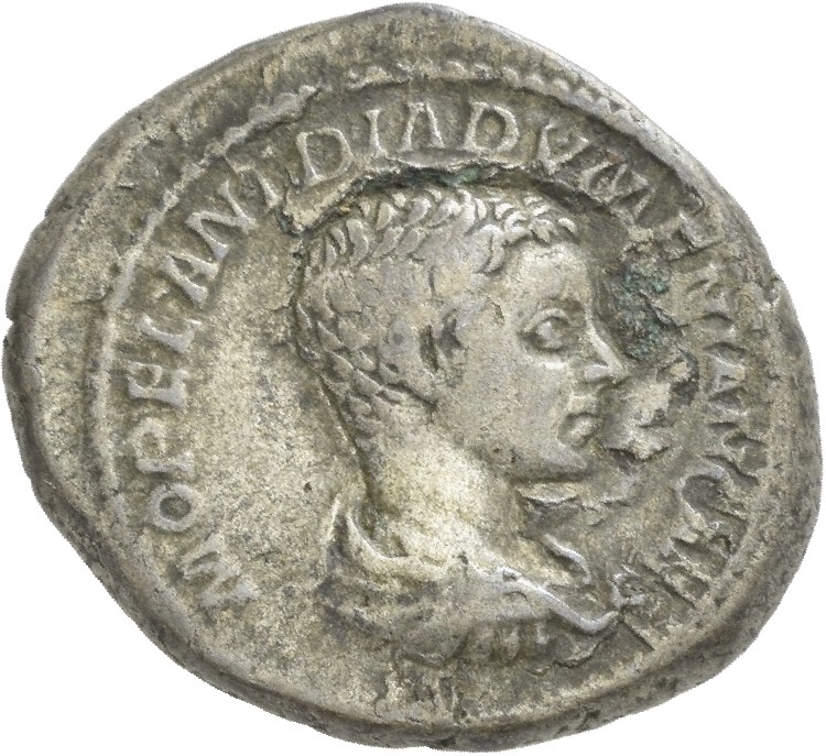 RIC IV Macrinus 116b Diadumenian obverse — Bust of Diadumenian, bare-headed, draped, cuirassed, right