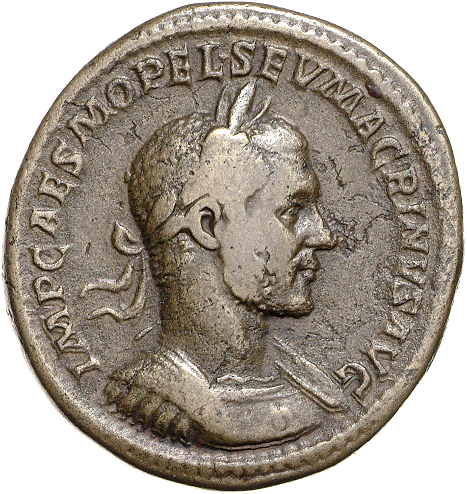 RIC IV Macrinus 119b Macrinus obverse, Bust of Macrinus, laureate, cuirassed, right