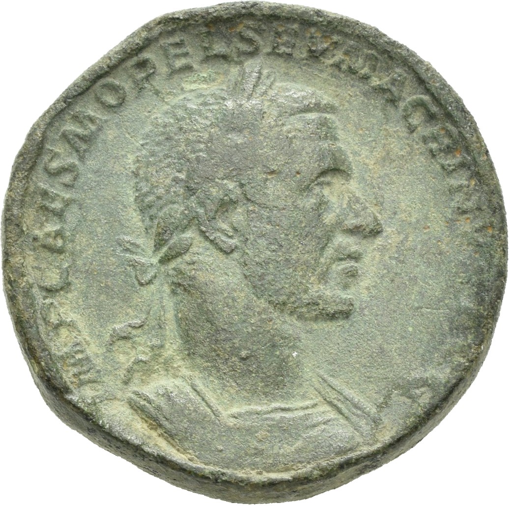 RIC IV Macrinus 119b Macrinus obverse — Bust of Macrinus, laureate, cuirassed, right