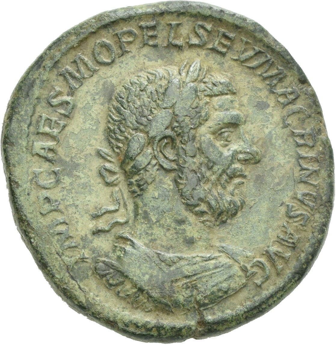 RIC IV Macrinus 124 Macrinus obverse, Bust of Macrinus, laureate, cuirassed, right