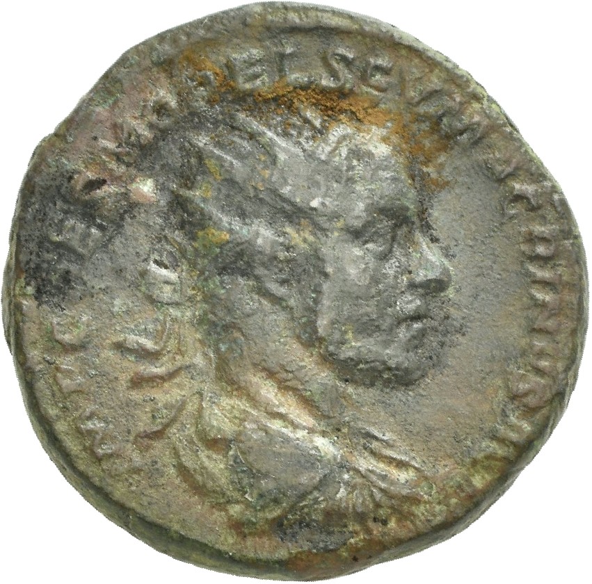 RIC IV Macrinus 130 Macrinus obverse, Bust of Macrinus, radiate, draped, cuirassed, right