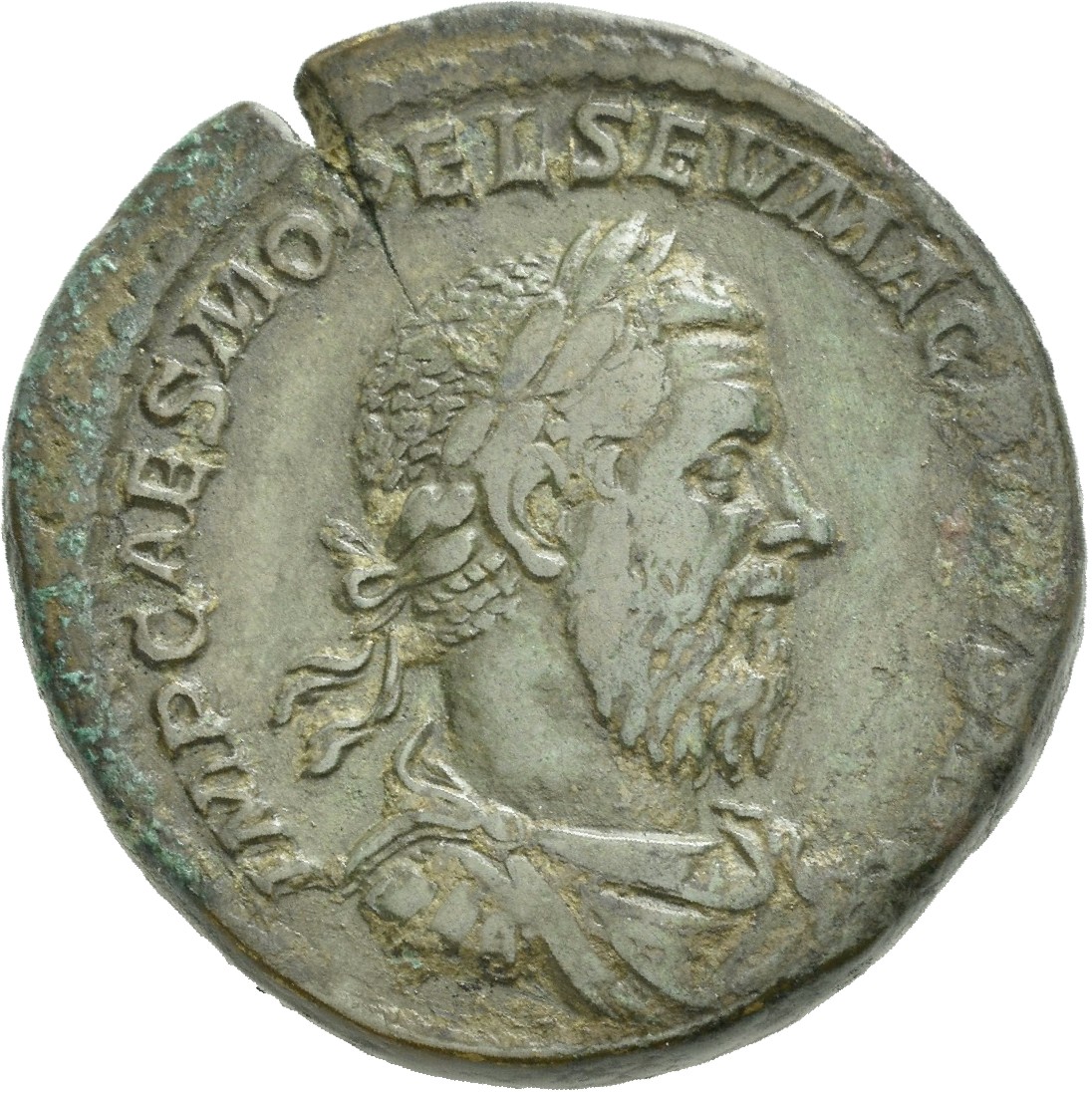 RIC IV Macrinus 141c Macrinus obverse, Bust of Macrinus, laureate, draped, cuirassed, right
