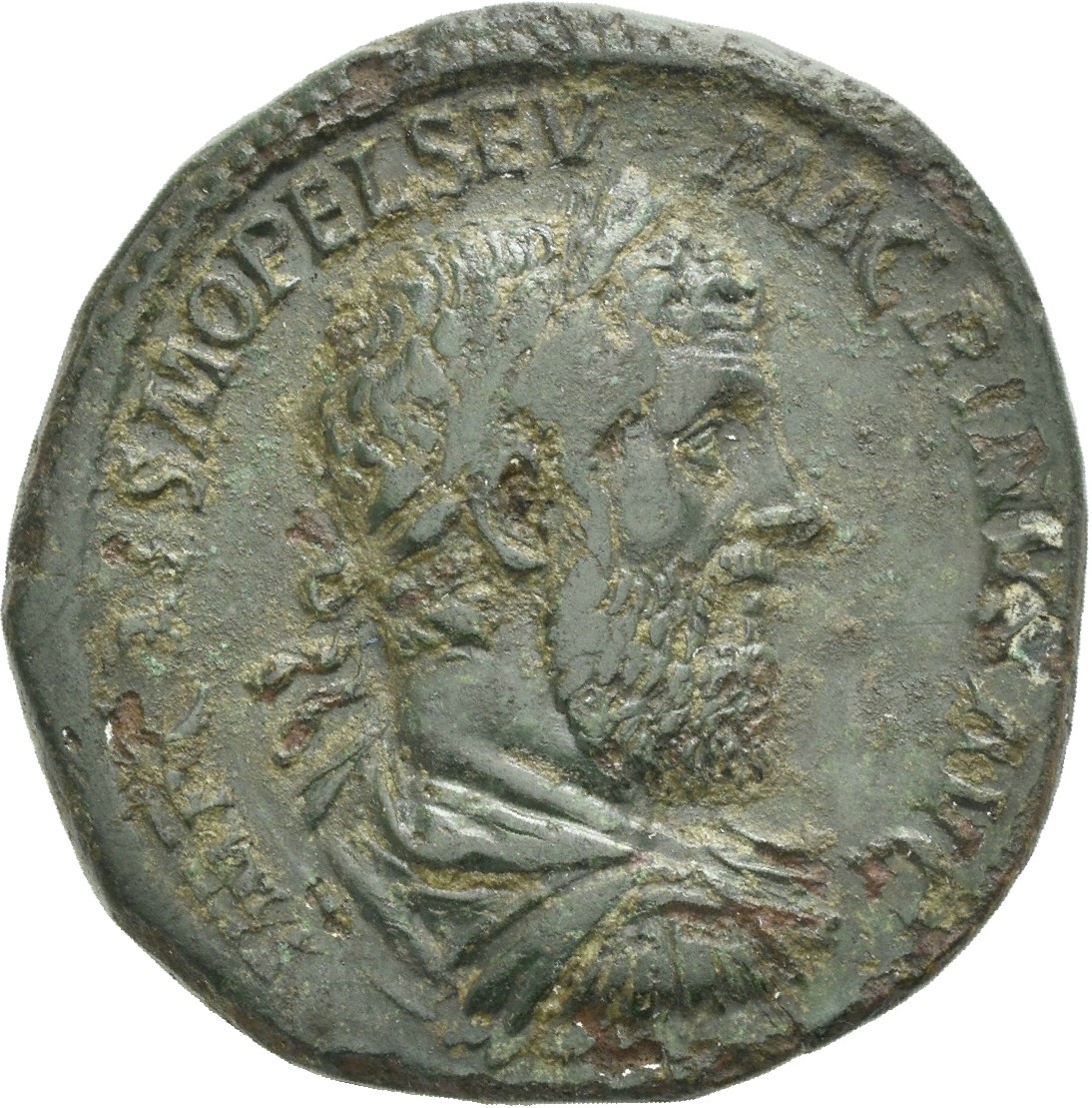 RIC IV Macrinus 148 Macrinus obverse, Bust of Macrinus, laureate, draped, cuirassed, right