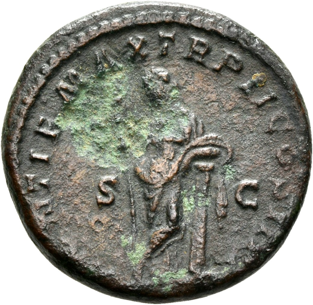 RIC IV Macrinus 159 Macrinus reverse, Securitas, draped, standing left, legs crossed, holding sceptre in right hand and re...