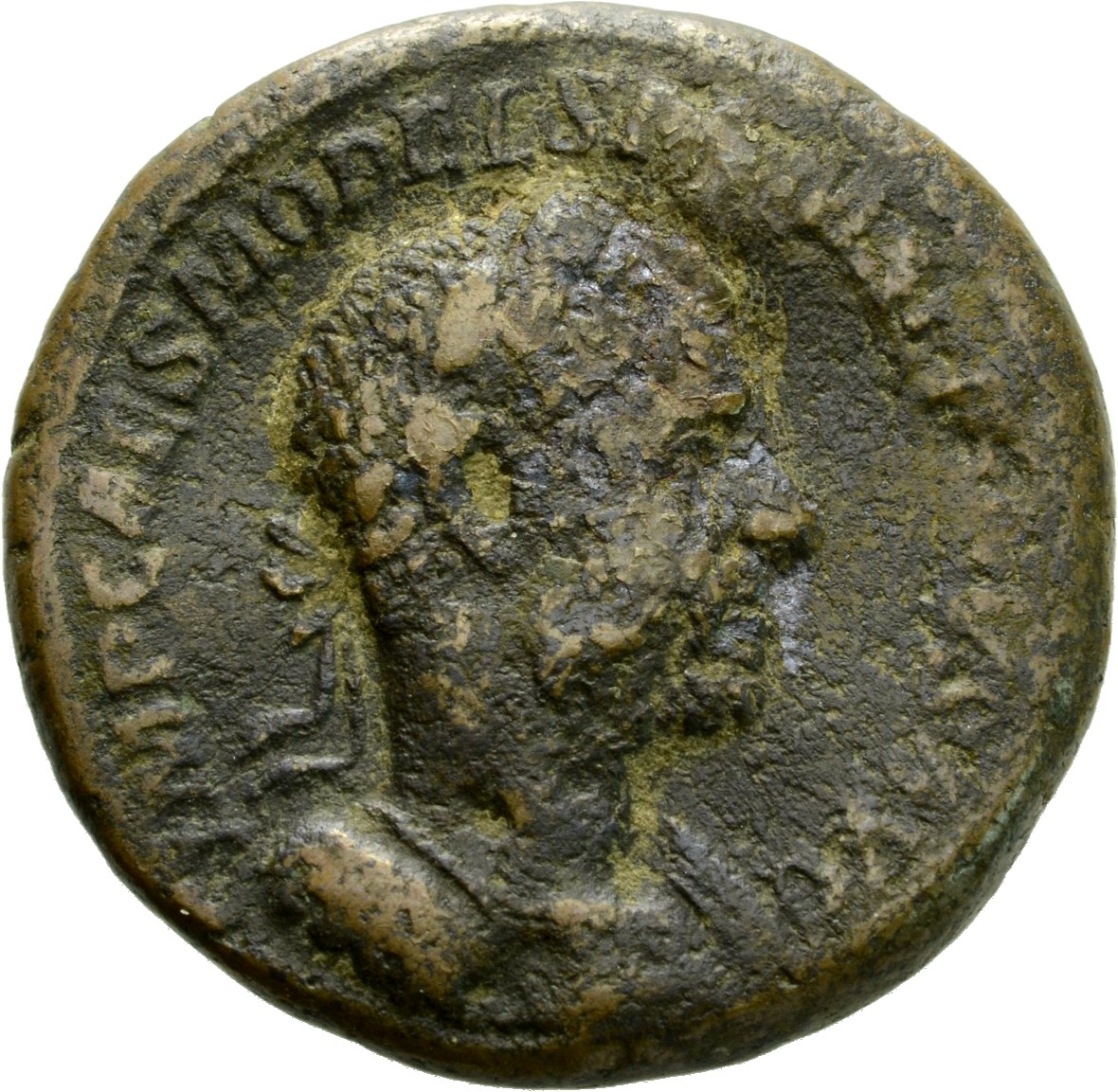 RIC IV Macrinus 162 Macrinus obverse, Bust of Macrinus, laureate, cuirassed, right (sometimes with aegis)