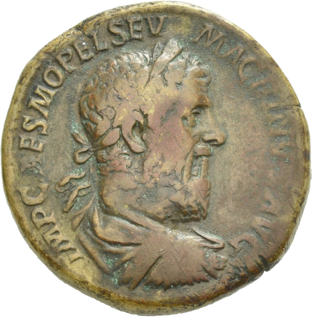 RIC IV Macrinus 167b Macrinus obverse, Bust of Macrinus, laureate, cuirassed, right