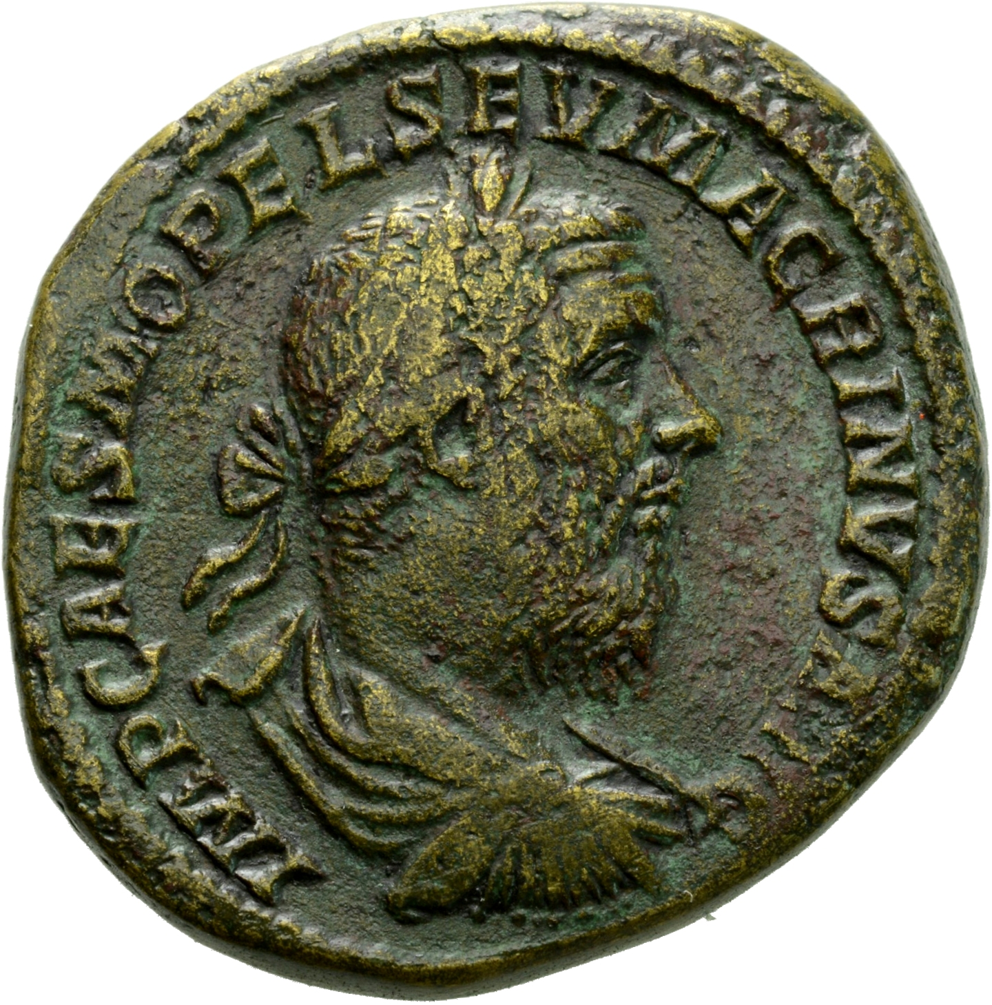 RIC IV Macrinus 167c Macrinus obverse, Bust of Macrinus, laureate, draped, cuirassed, right