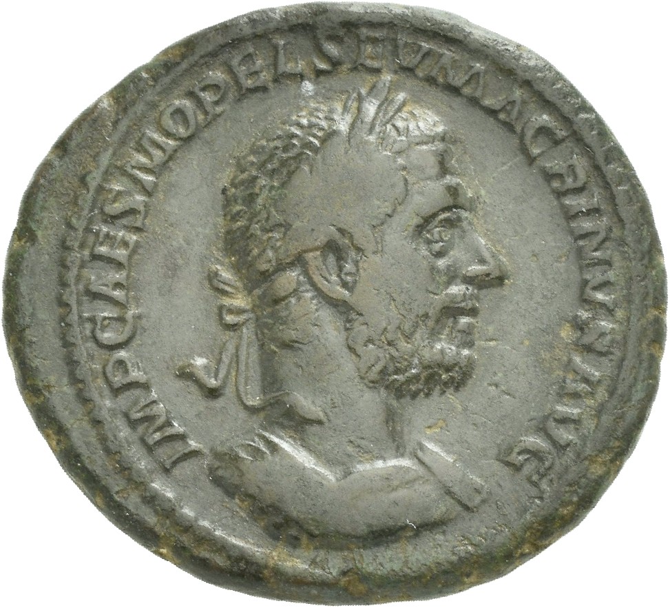 RIC IV Macrinus 171 Macrinus obverse, Bust of Macrinus, laureate, cuirassed, right